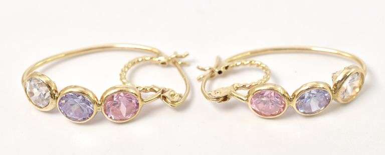 Sparkling CZ Earrings in 14K Yellow Gold