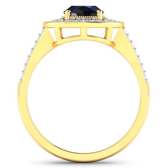 14KT Yellow Gold 1.3ctw Blue Sapphire and Diamond Ring