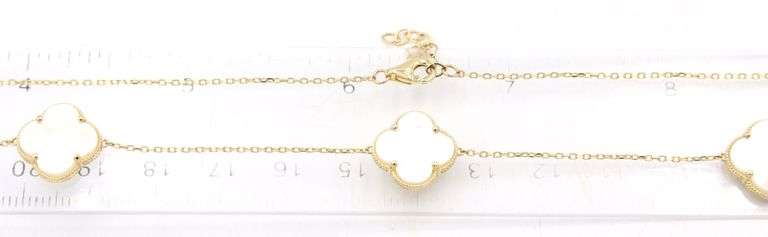 Endearing 14K Yellow Gold 5 Motif Mother of Pearl Necklace