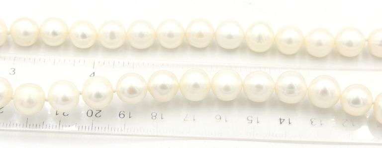 Set of white freshwater pearl double strand necklace and matching bracelet