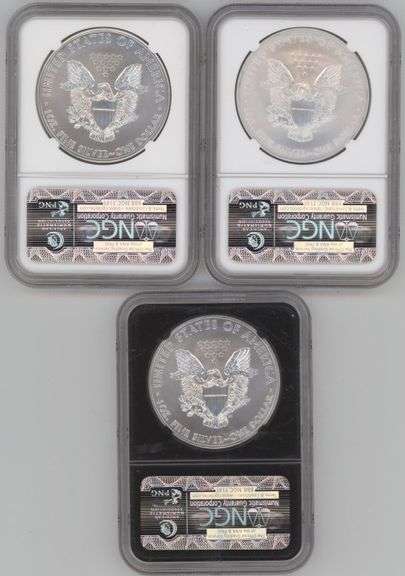 3 Diff. NGC MS70 graded American Silver Eagles from 2012