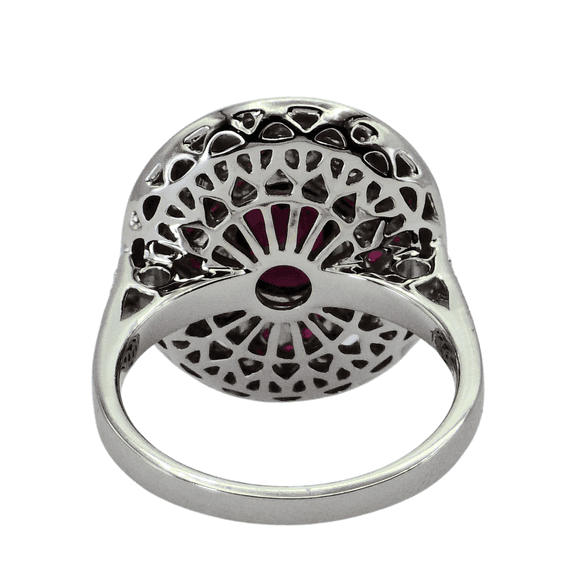 18K (750) White Gold Natural White VVS Diamond & Ruby Ring Size 7