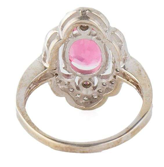 2.08ct Oval Tourmaline and 0.30ctw Diamond Frame Art Deco Ring in 14K