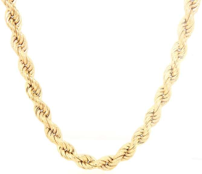 18kt Yellow gold textured rope chain necklace