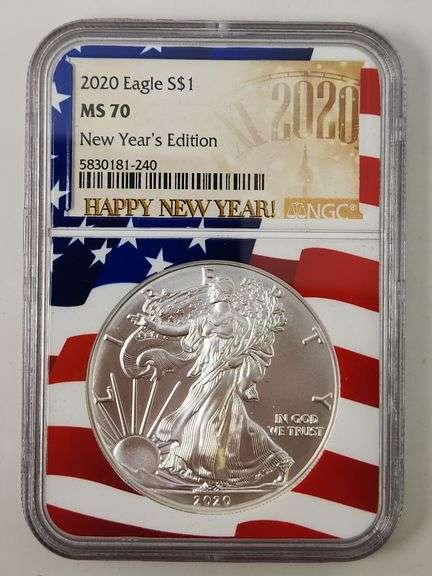 2020 U.S. SILVER AMERICAN EAGLE NEW YEAR'S EDITION NGC MS70