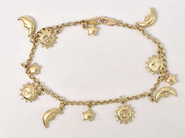 Ravishing Celestial Themed Bracelet in 14K Yellow Gold