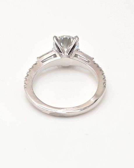 Sparkling 14 Kt White Gold Plated Lab Simulated Diamond Ring.