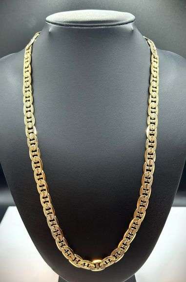 Huge 52 Gram14K Tri-Layered Yellow Gold Plate Mariners Link Necklace