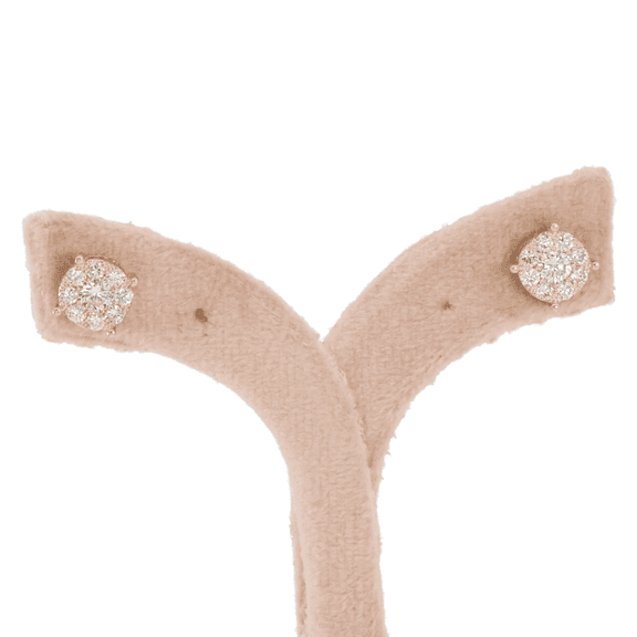 14k (585) Yellow Gold Round Cut Diamond Cluster Stud Earrings