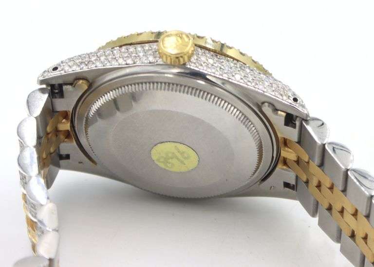 Rolex Datejust two tone 36mm Iced out Arabic diamond dial and bezel and jubilee bracelet watch