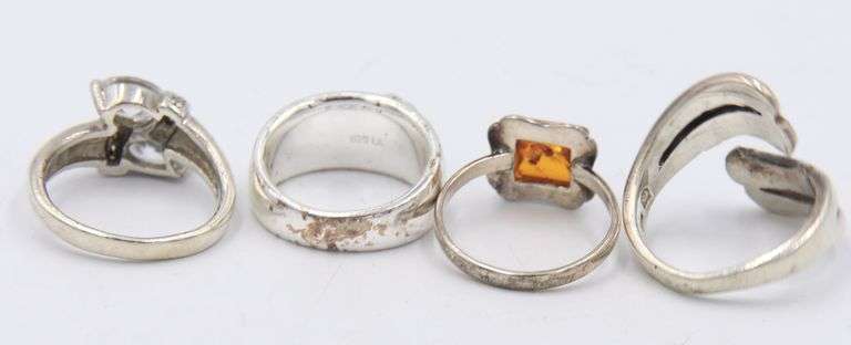 Group Lot of 4 Vintage 925 Sterling Silver Rings