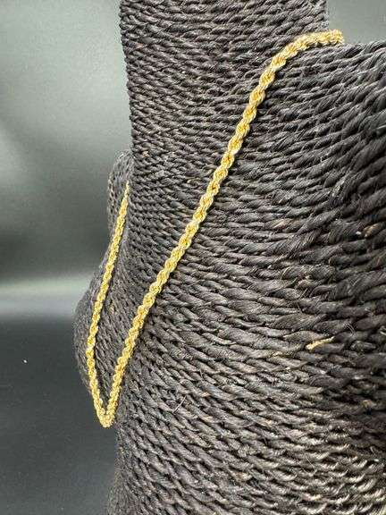 10k Yellow Gold-Hollow Diamond-Cut Rope Link Chain 4mm Necklace 20"