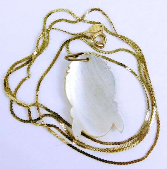 Vintage Mother of Pearl Goddess Pendant & Sterling Chain