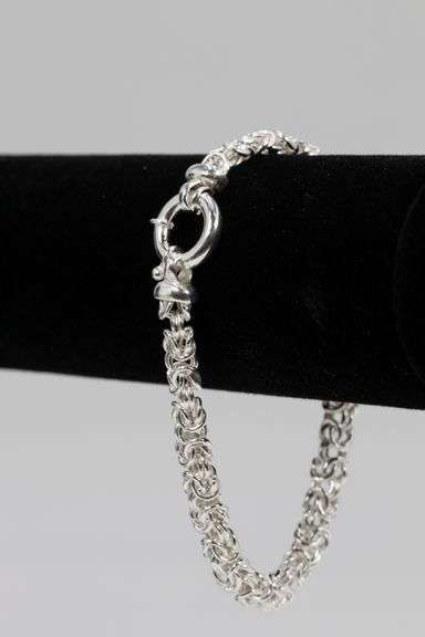 Sterling Silver Byzantine Itailian 6.4mm Wide Bracelet Round Pure 925 Link Chain 7"