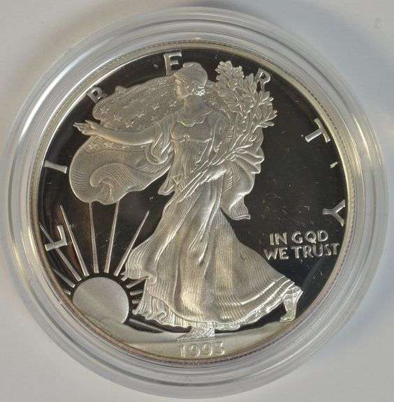 Key Date Immaculate Gem Cameo Proof 1993 $1 Silver Eagle. Box/COA