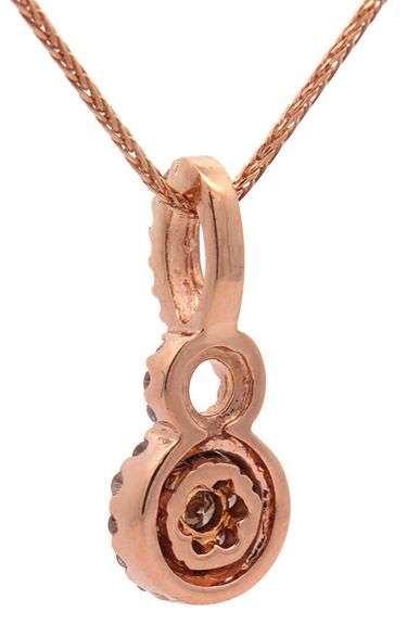 0.55ctw Chocolate and White Diamond Cluster Halo Pendant Necklace in 14K