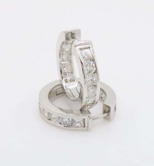 Inside Out 3.70CTW Earth Mined Diamond Hoop Earrings Made with Round & Princess Cut Diamonds