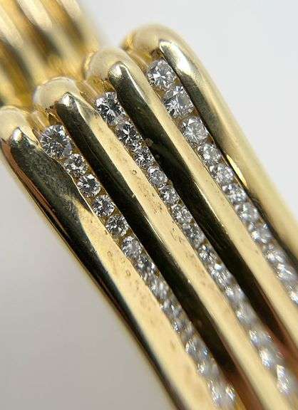 Modern 14k Gold Channel Set Diamond Bangle