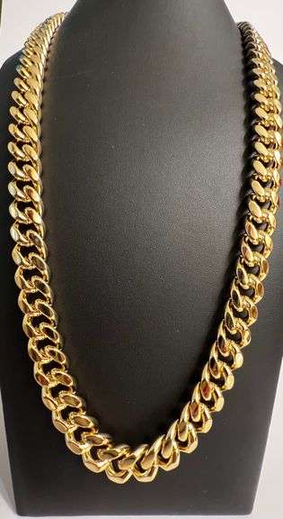 Huge Limited 226.2 Grams MLB 18 Kt Gold Plated Curb Link Necklace