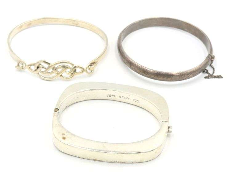 Group lot of 3 Vintage 925 sterling silver bangles