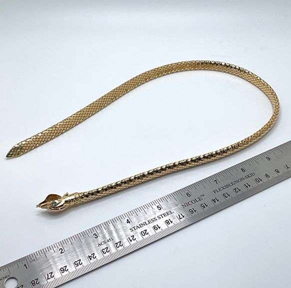 Magnificent 18K yellow gold Bvlgari inspired snake necklace