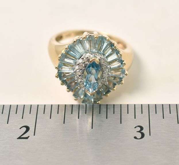 Tasteful Topaz and Diamond Ring in 10K Yellow Gold
