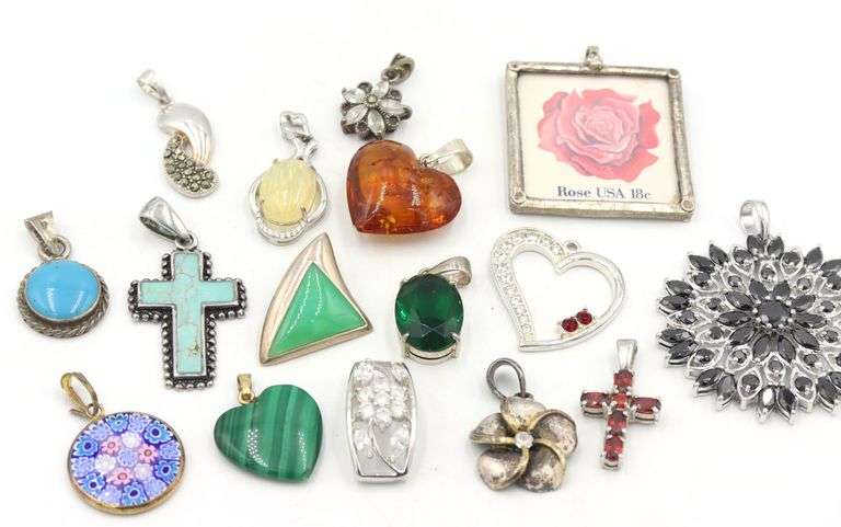 Group lot of Vintage 925 sterling silver pendants