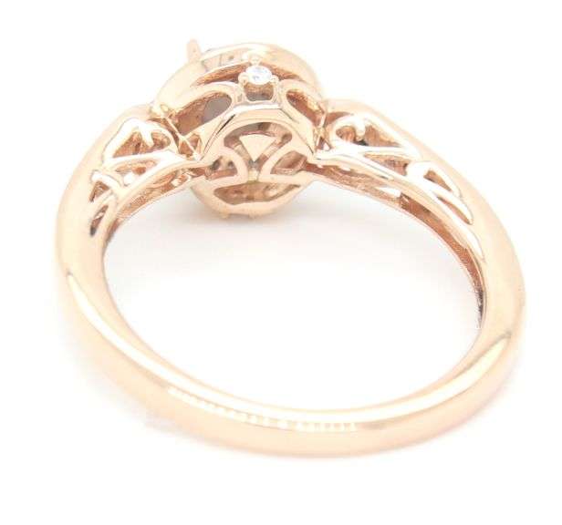 14kt Rose gold LeVian checkerboard cut smokey quartz with chocolate and white diamond ring