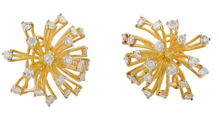 2.00ctw Diamond Firework Omega Back Earrings in 18K