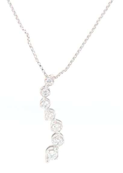 10kt White gold diamond Journey pendant on chain
