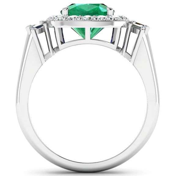 14KT White Gold 2.07ct Zambian Emerald and Diamond Ring
