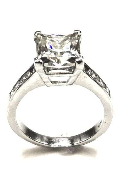 14 Kt Tri-layered White Gold Plated 5 Ct Princess Cut Lab Simulated Diamond Ring