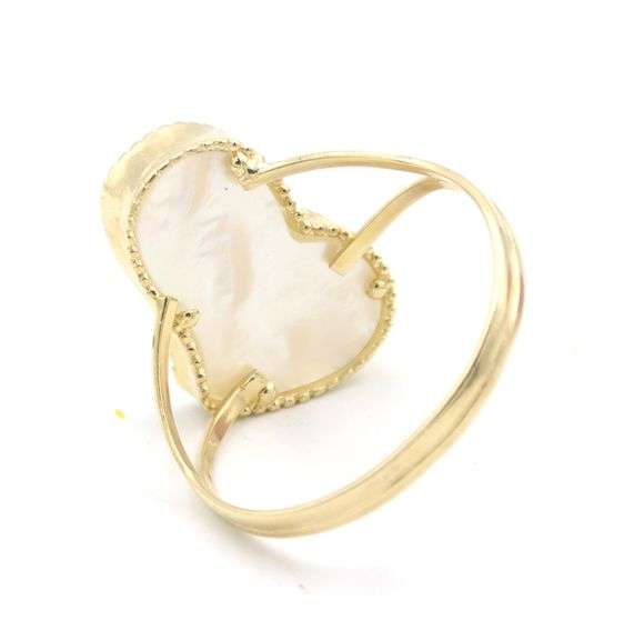 Lovely Heart Shaped 14K Yellow Gold Mother of Pearl Ring