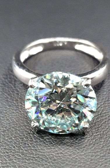 Huge Rare 12.5 Ct VVs1 Cool Ice Blue Lab Simulated Diamond 14 Kt White Gold Plated Ring