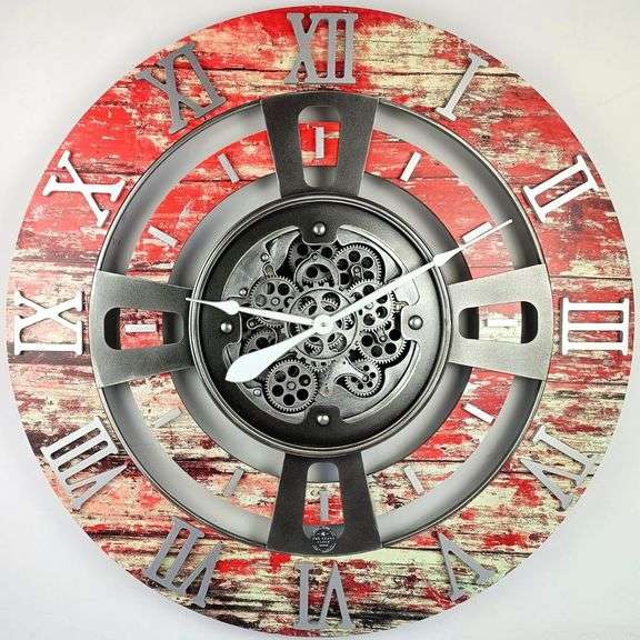 36-Inch Red Gears Wall Clock