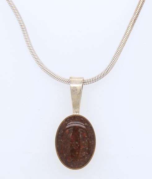 Vintage 925 Sterling Silver Gemstone Pendant on Chain