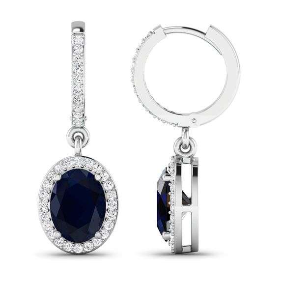 14KT White Gold 2.6ctw Blue Sapphire and Diamond Earrings