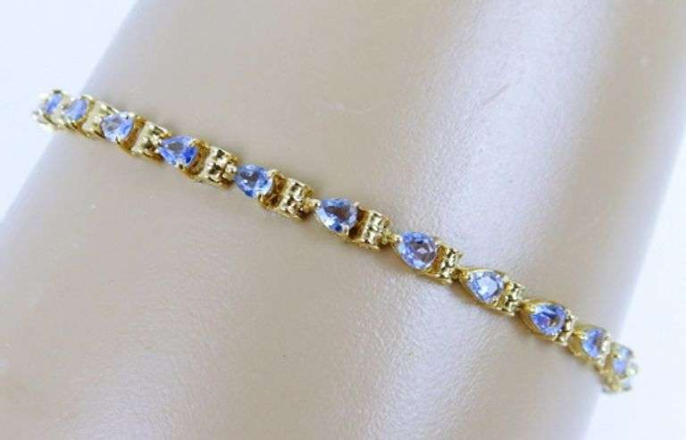 14K Tanzanite Tennis Bracelet, 8 Inches