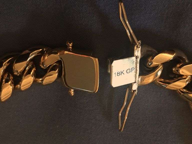 Huge Limited 226.2 Grams MLB 18 Kt Gold Plated Curb Link Necklace