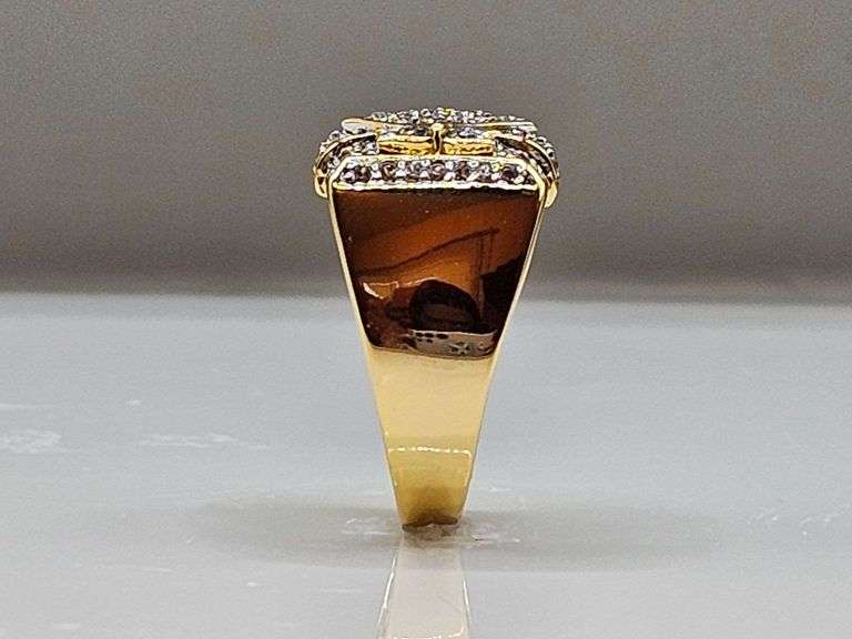 Men's 14 Kt Gold Plate 5.75 Cttw. Lab Simulated Diamond Ring