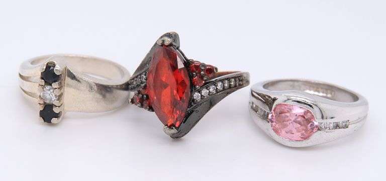 Lot of 3 Vintage 25 Sterling Silver Rings
