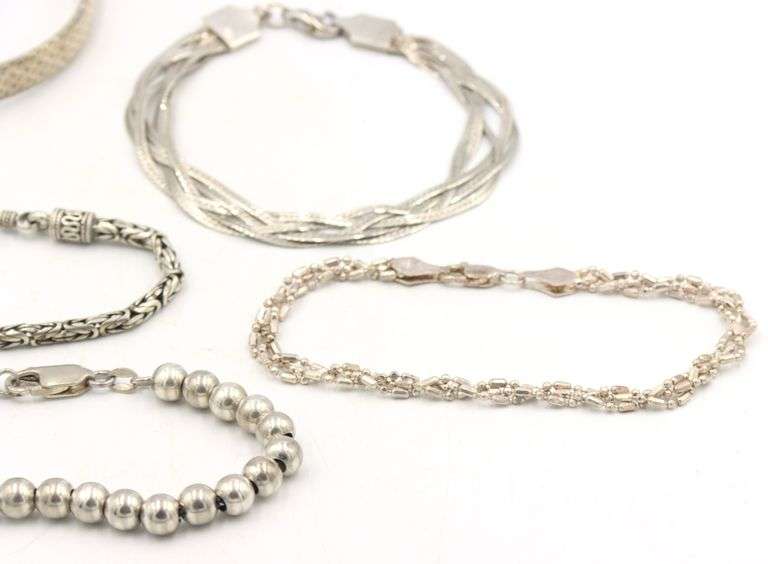 Group lot of  vintage 925 sterling silver bracelets