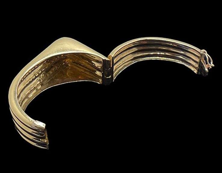 Modern 14k Gold Channel Set Diamond Bangle
