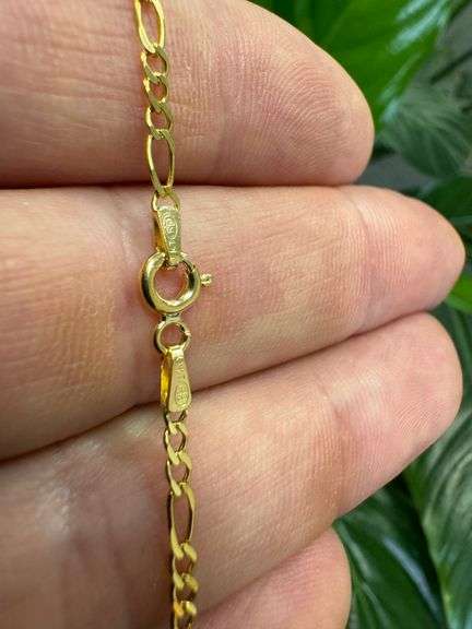 10k Yellow Gold Solid Figaro Link Chain 2.6mm Necklace 16"