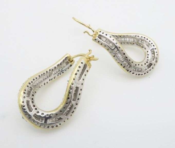 Elegant Front-Back Diamond Hoop Earrings