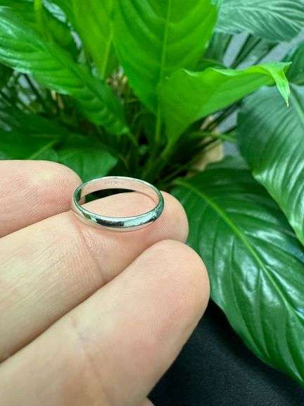 14k White Solid Gold 3mm Domed Plain Men's Women's Wedding Band Size 6