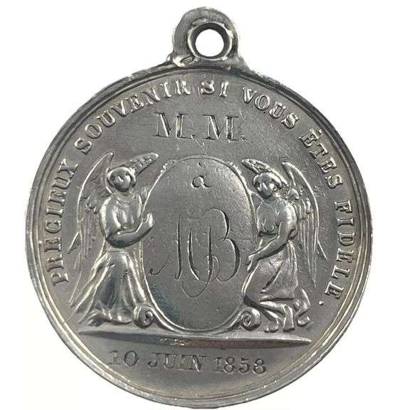 Antique 1858 French Silver First Communion Medal