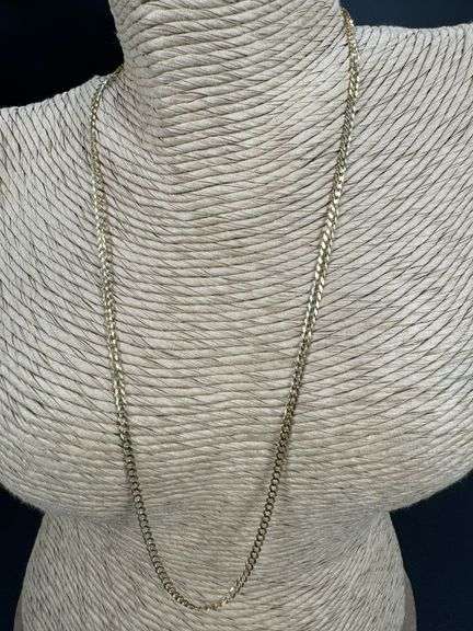 10k Yellow Gold Solid Curb Chain 3.2mm Link Necklace 18"