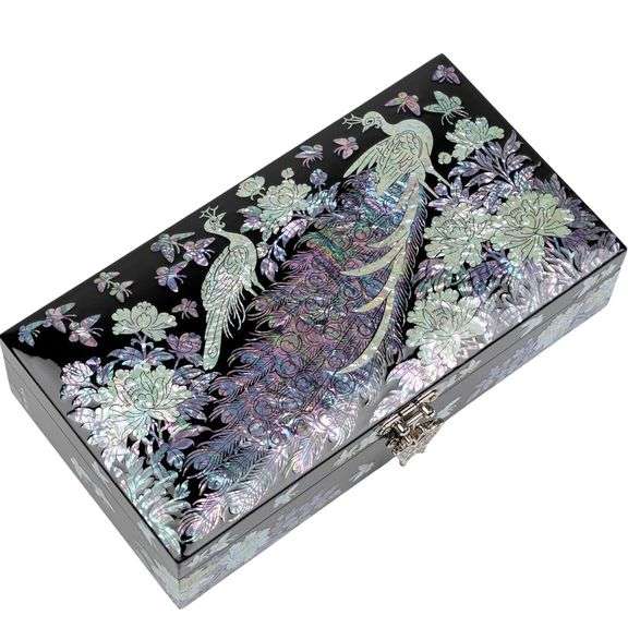 Mother of Pearl Jewelry Box Peacock Design