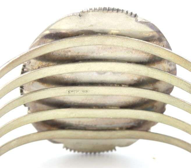 Wide Vintage 925 sterling silver Turquoise cuff bangle